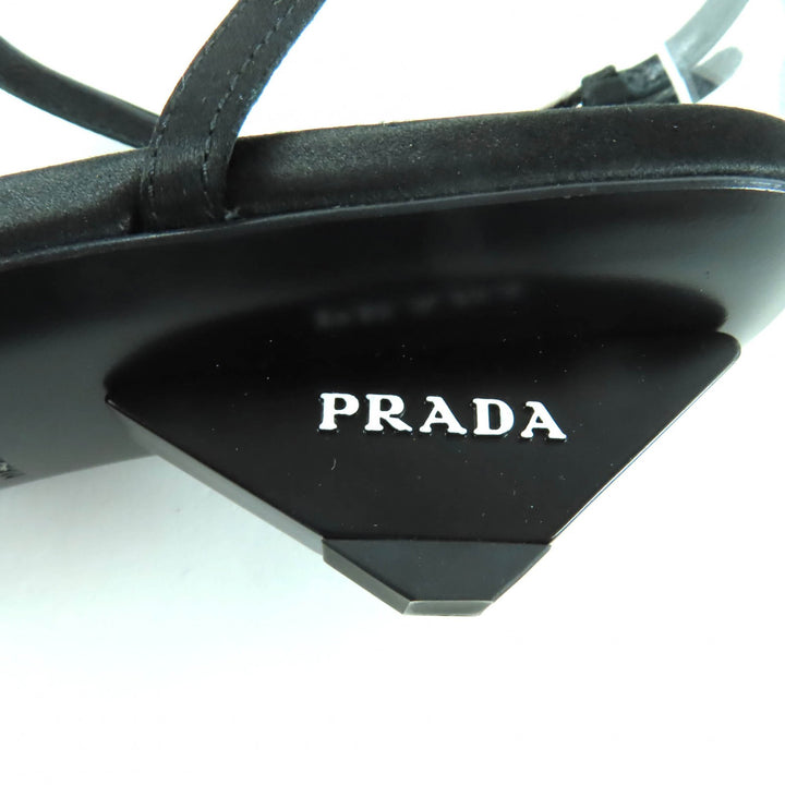 Pristine PRADA pumps Logo pointed-toe slingbacks black Women 34.5 1I535N