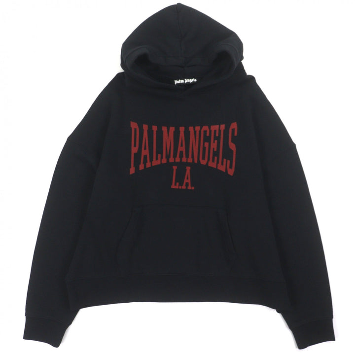 Pristine PALM ANGELS hoodie College logo pullover black cotton mens XL