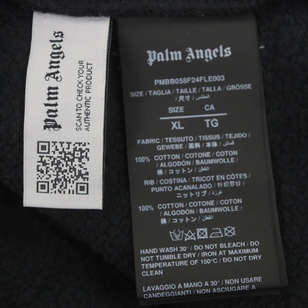 Pristine PALM ANGELS hoodie College logo pullover black cotton mens XL