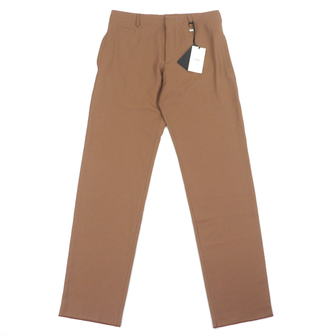 Pristine FENDI slacks Logo Metal Pants Brown wool mens 48 FB0863