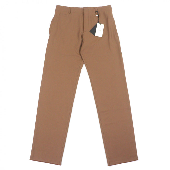 Pristine FENDI slacks Logo Metal Pants Brown wool mens 48 FB0863