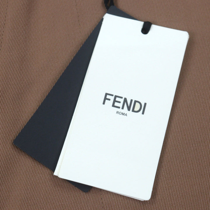 Pristine FENDI slacks Logo Metal Pants Brown wool mens 48 FB0863