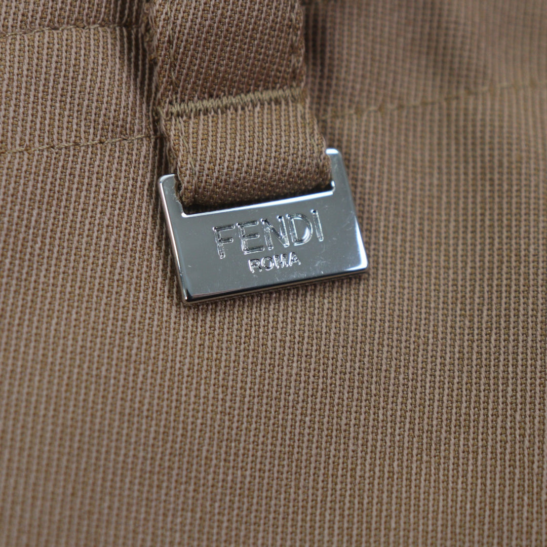 Pristine FENDI slacks Logo Metal Pants Brown wool mens 48 FB0863