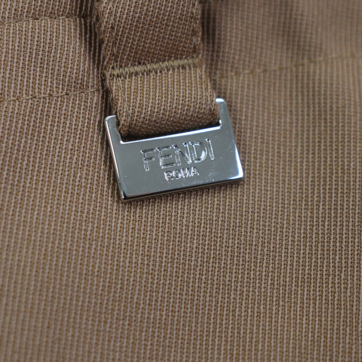 Pristine FENDI slacks Logo Metal Pants Brown wool mens 48 FB0863