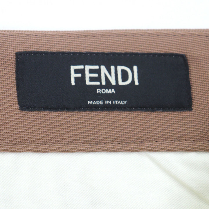 Pristine FENDI slacks Logo Metal Pants Brown wool mens 48 FB0863