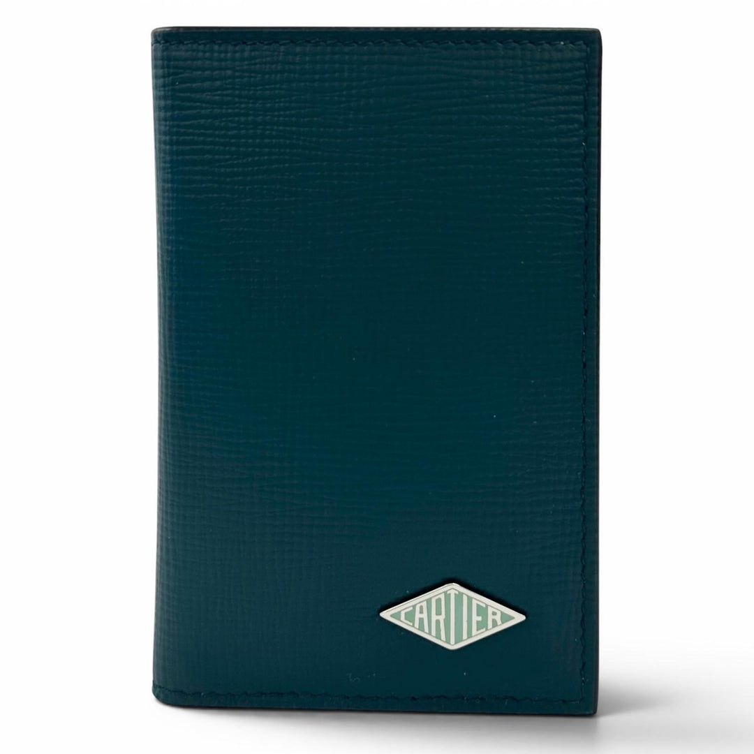 Excellent Cartier Card Case Losange Cardholder Dark green leather mens L3002214