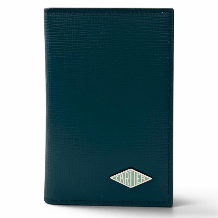 Excellent Cartier Card Case Losange Cardholder Dark green leather mens L3002214