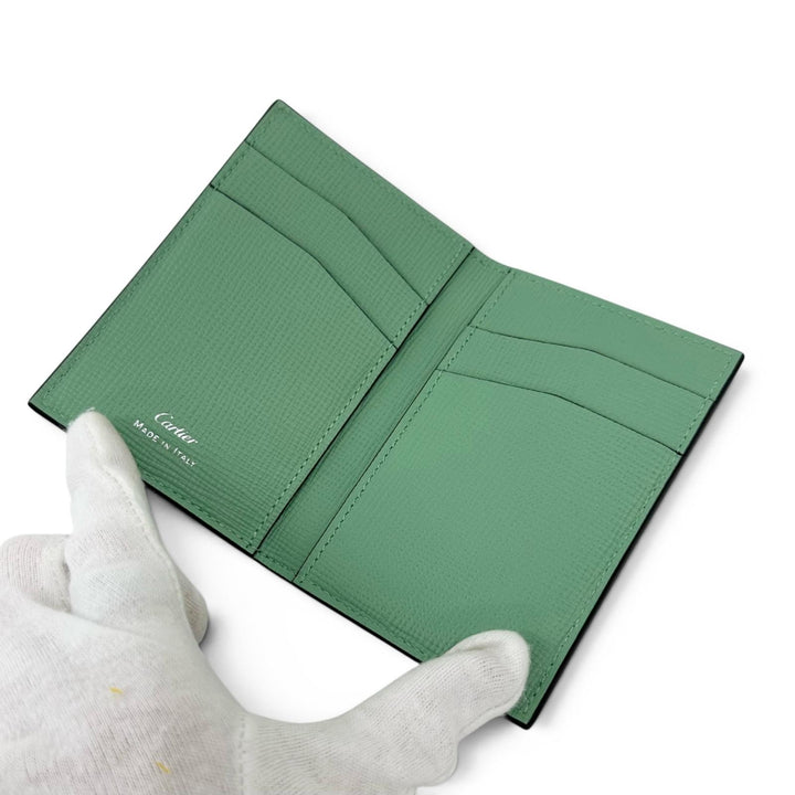 Excellent Cartier Card Case Losange Cardholder Dark green leather mens L3002214