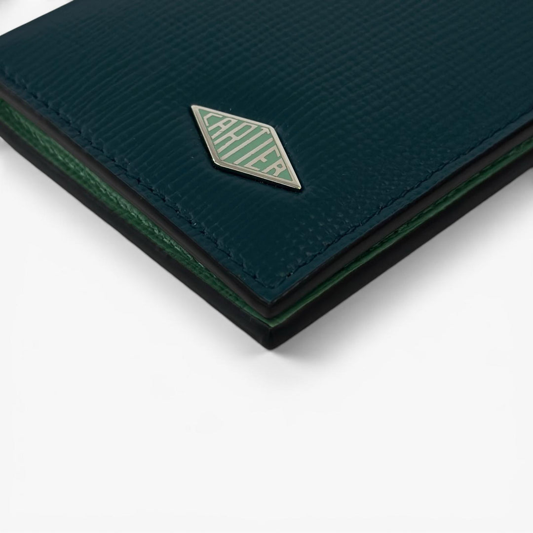 Excellent Cartier Card Case Losange Cardholder Dark green leather mens L3002214