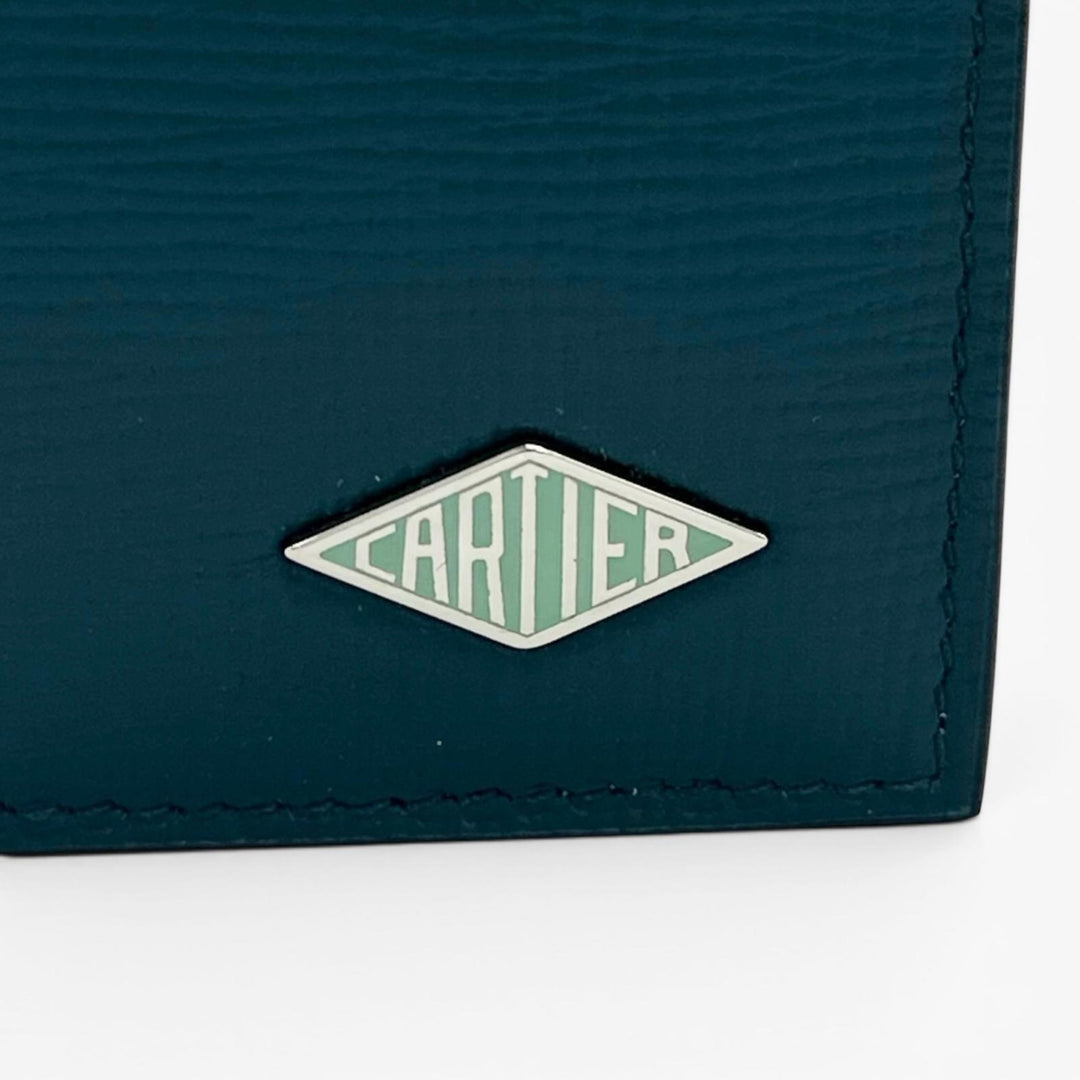 Excellent Cartier Card Case Losange Cardholder Dark green leather mens L3002214