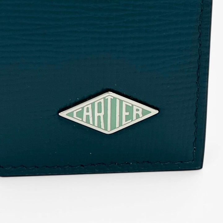 Excellent Cartier Card Case Losange Cardholder Dark green leather mens L3002214
