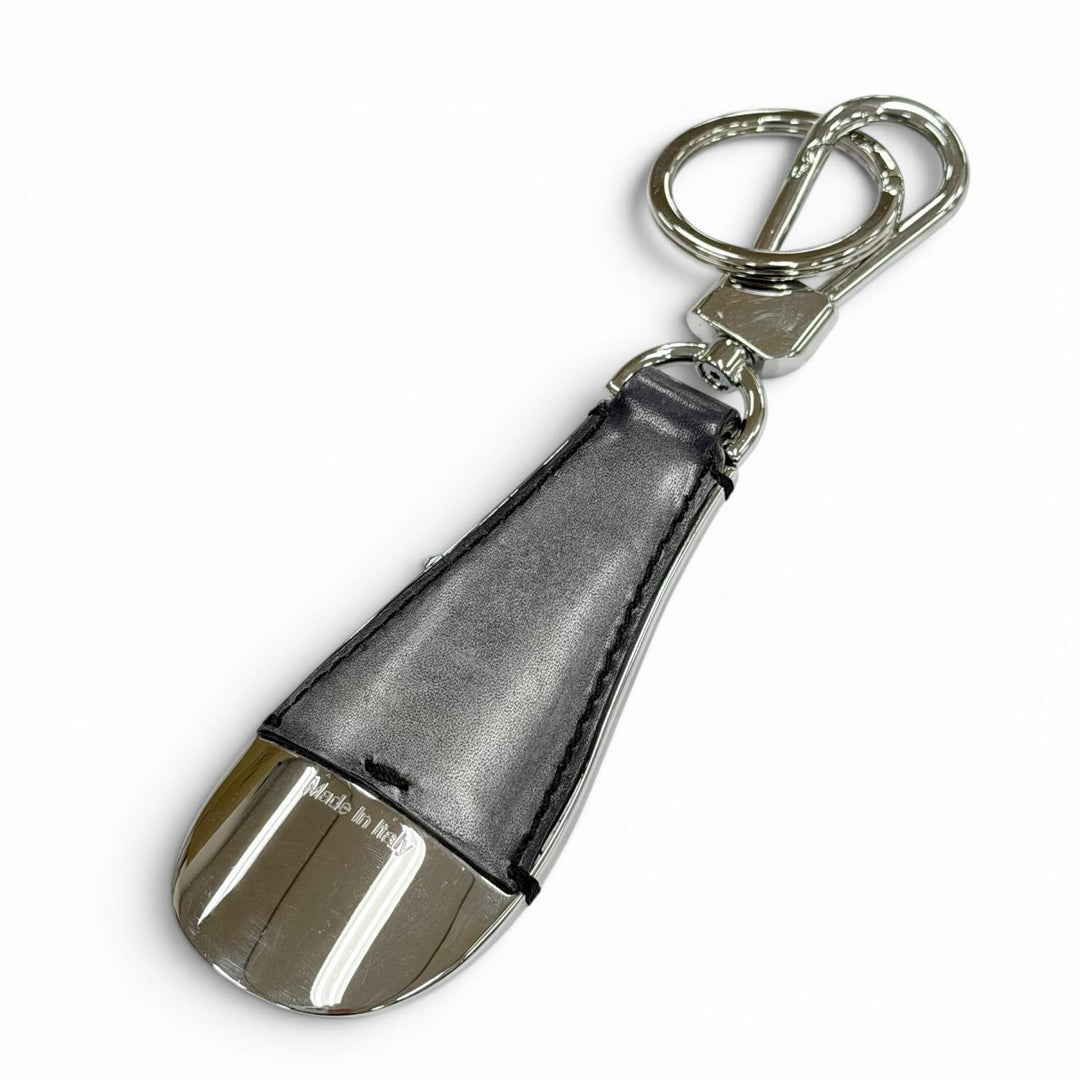 Great BERLUTI key ring Silver scritto leather mens
