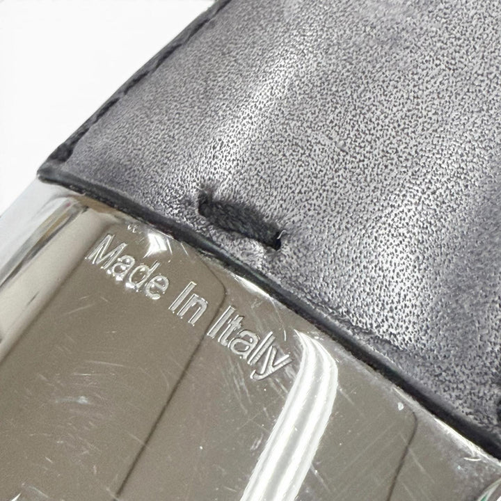 Great BERLUTI key ring Silver scritto leather mens