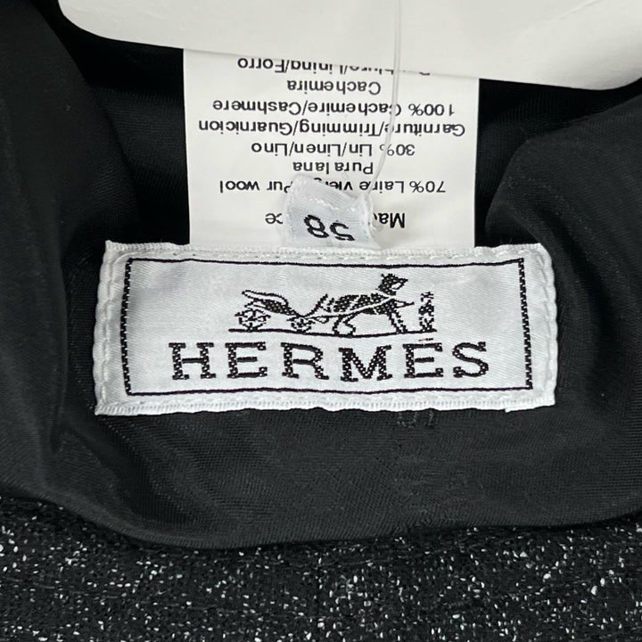 Pristine HERMES hat bucket black Virgin wool Women 58