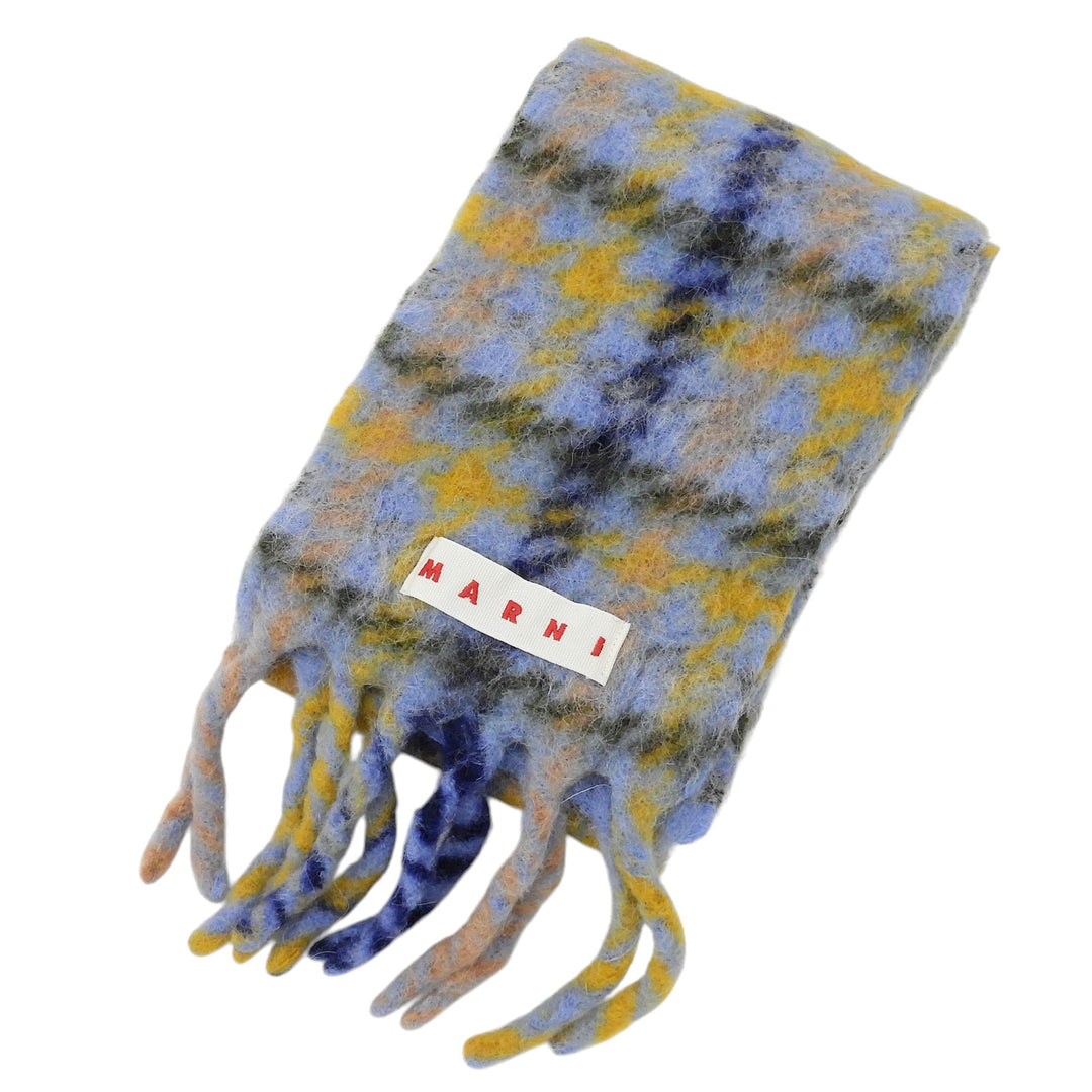 Great MARNI Scarf Fringe-trimmed check pattern multicolor mohair SCZC0077Y0