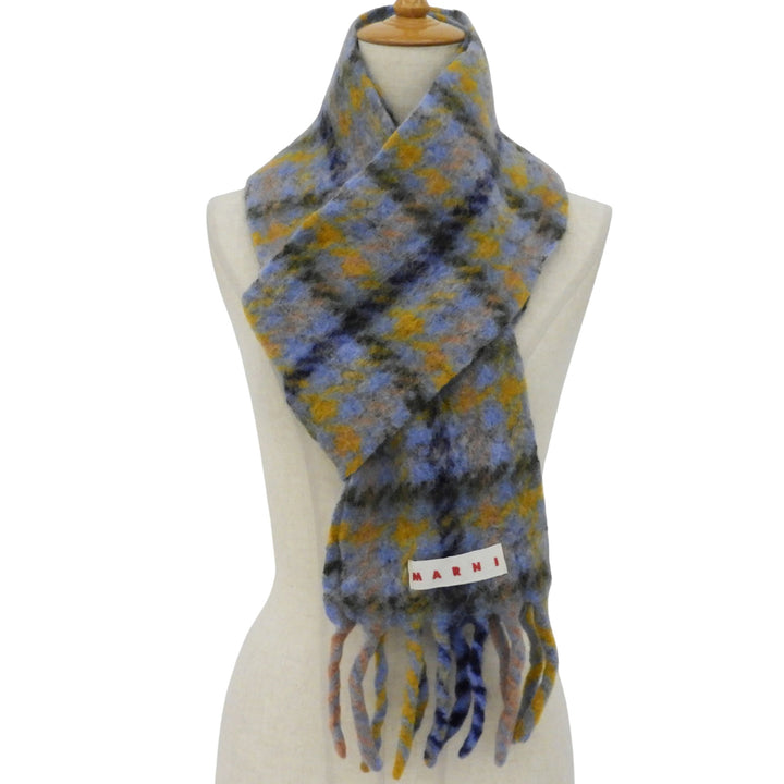 Great MARNI Scarf Fringe-trimmed check pattern multicolor mohair SCZC0077Y0