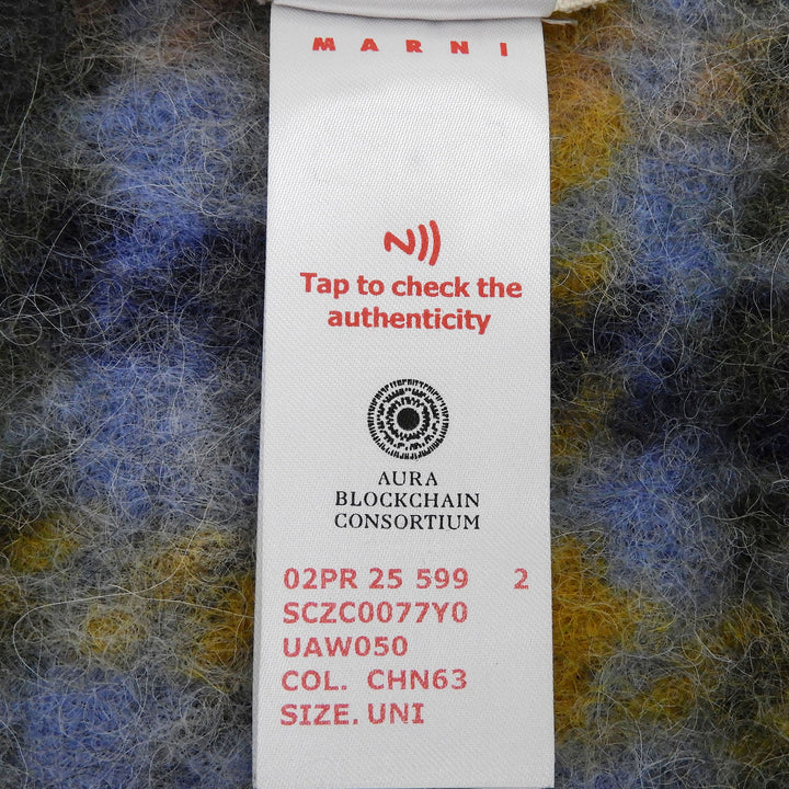 Great MARNI Scarf Fringe-trimmed check pattern multicolor mohair SCZC0077Y0