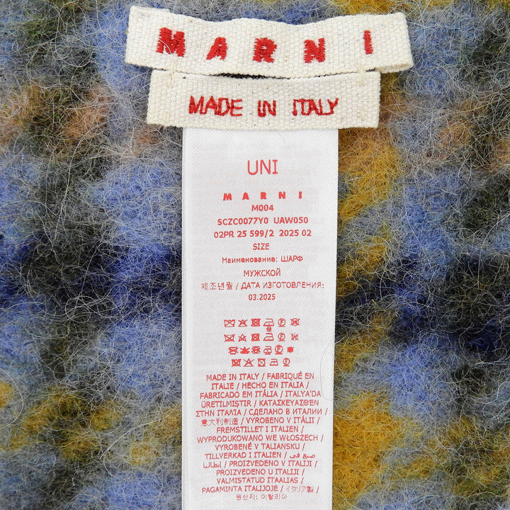 Great MARNI Scarf Fringe-trimmed check pattern multicolor mohair SCZC0077Y0