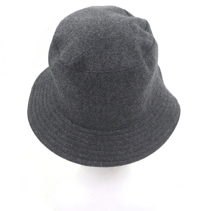 Great HERMES hat BOBFILIPE Serie Button Leather Pocket Bucket gray hair mens