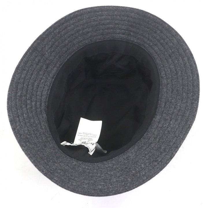 Great HERMES hat BOBFILIPE Serie Button Leather Pocket Bucket gray hair mens
