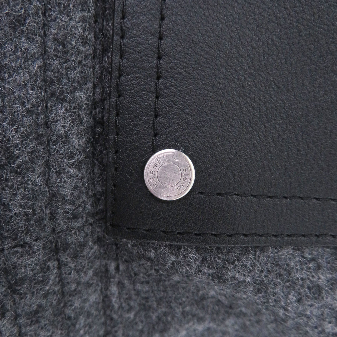 Great HERMES hat BOBFILIPE Serie Button Leather Pocket Bucket gray hair mens