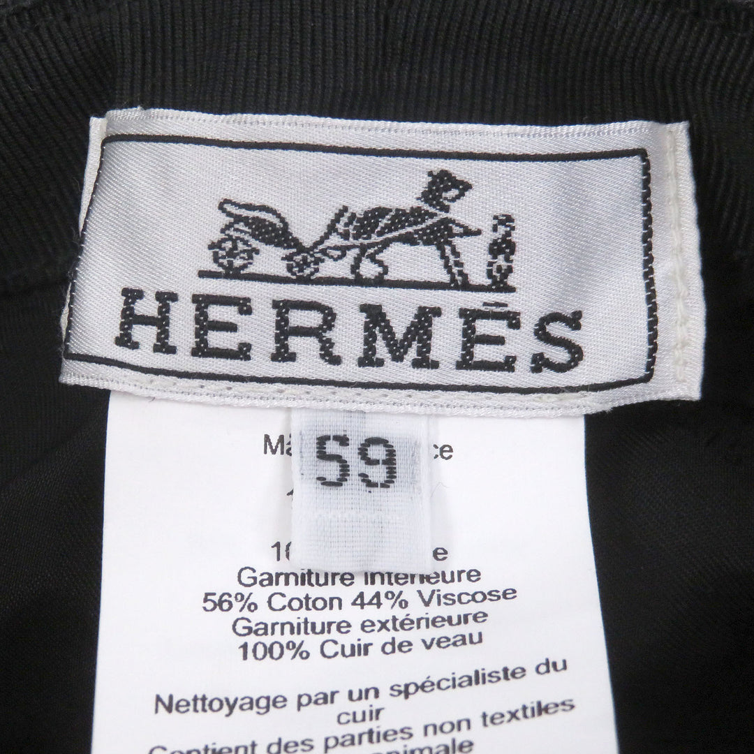 Great HERMES hat BOBFILIPE Serie Button Leather Pocket Bucket gray hair mens