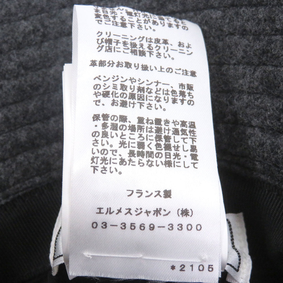 Great HERMES hat BOBFILIPE Serie Button Leather Pocket Bucket gray hair mens