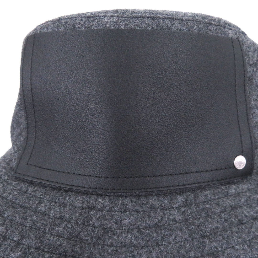 Great HERMES hat BOBFILIPE Serie Button Leather Pocket Bucket gray hair mens