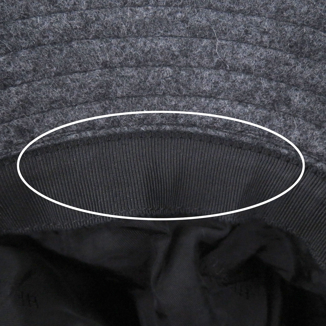 Great HERMES hat BOBFILIPE Serie Button Leather Pocket Bucket gray hair mens