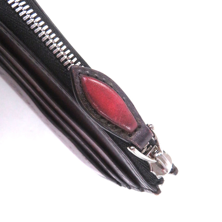 Great BERLUTI Card Case Core Logic Calligraphy Scritto L-shaped zipper Burgundy
