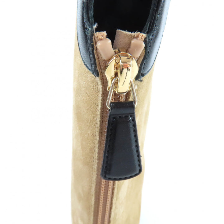 Pristine CHANEL Knee-high boots beige Suede leather Women 38 25A G46591