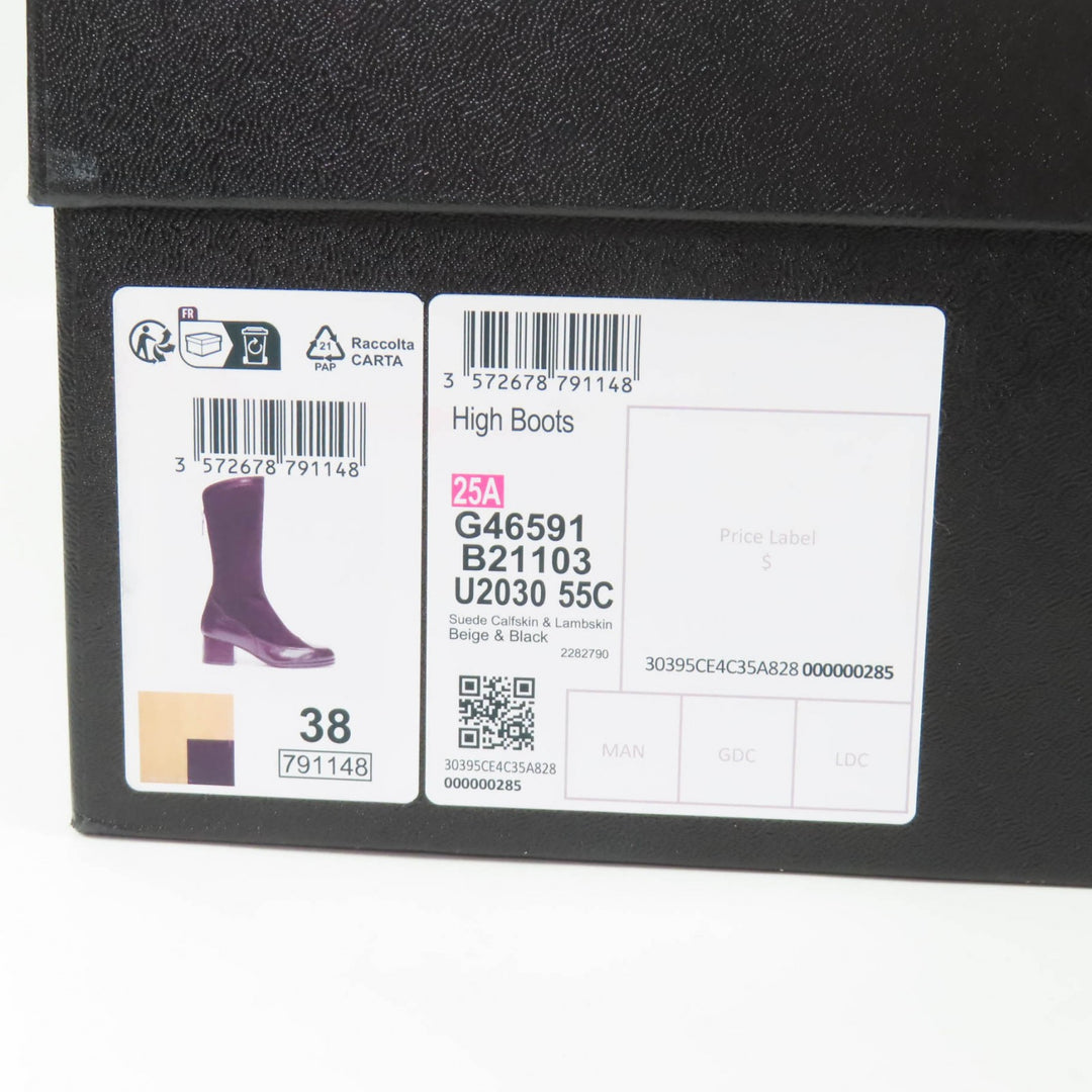 Pristine CHANEL Knee-high boots beige Suede leather Women 38 25A G46591