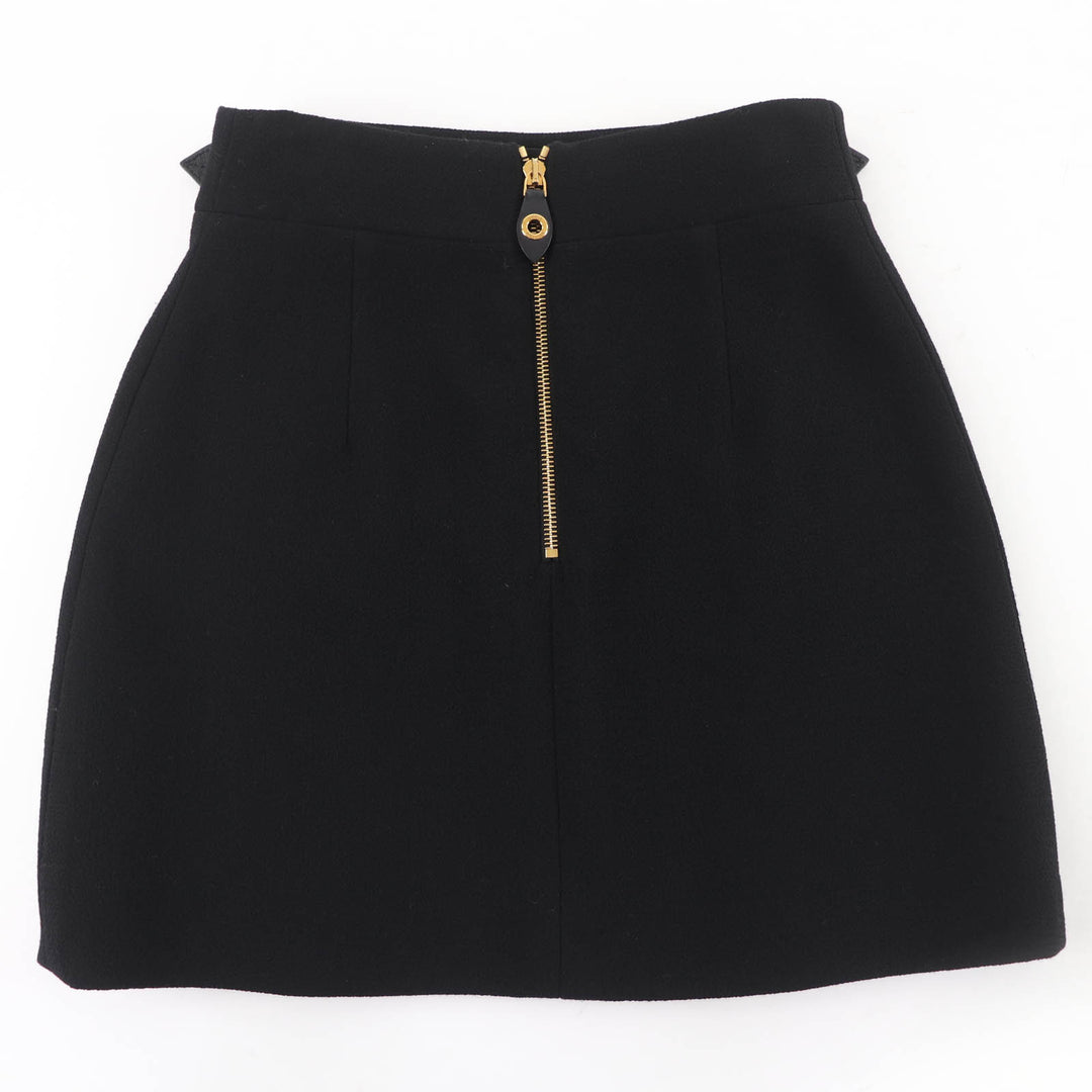 Pristine LOUIS VUITTON Mini skirt Leather belt with scalloped detail black 34