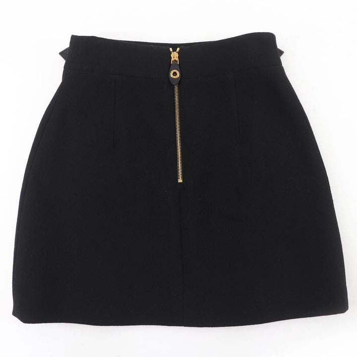 Pristine LOUIS VUITTON Mini skirt Leather belt with scalloped detail black 34