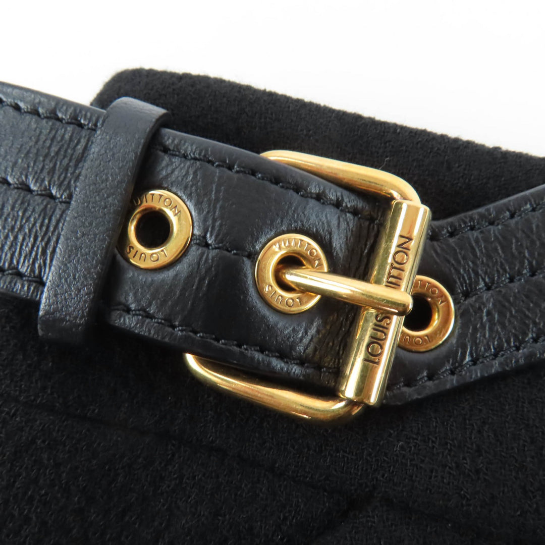 Pristine LOUIS VUITTON Mini skirt Leather belt with scalloped detail black 34