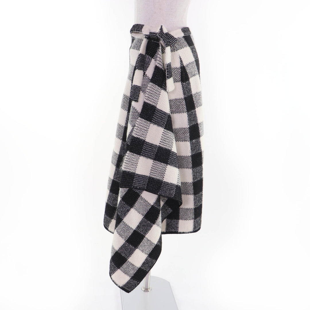 Excellent Christian Dior Long skirt Check Pattern Asymmetrical Design Wrap 40