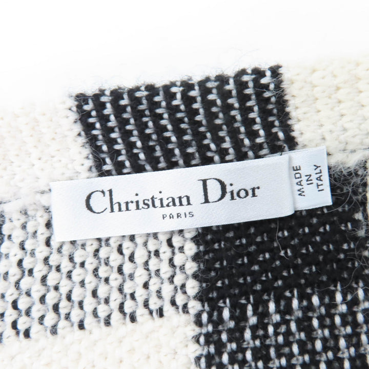 Excellent Christian Dior Long skirt Check Pattern Asymmetrical Design Wrap 40