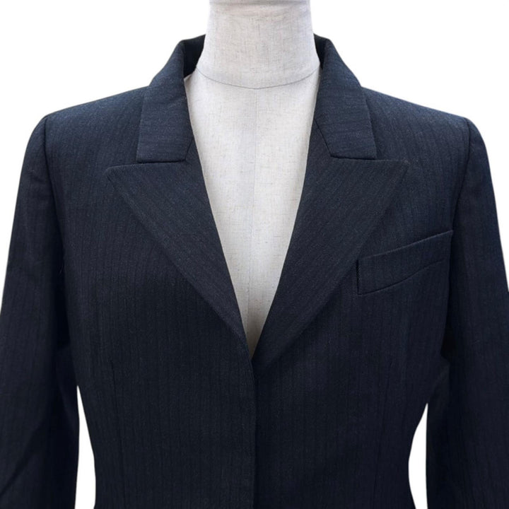 Excellent FENDI Jacket Striped FF logo embroidery, peaked lapel Women 38 FJ7562