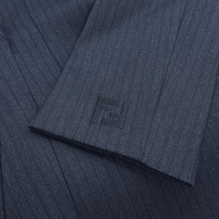 Excellent FENDI Jacket Striped FF logo embroidery, peaked lapel Women 38 FJ7562