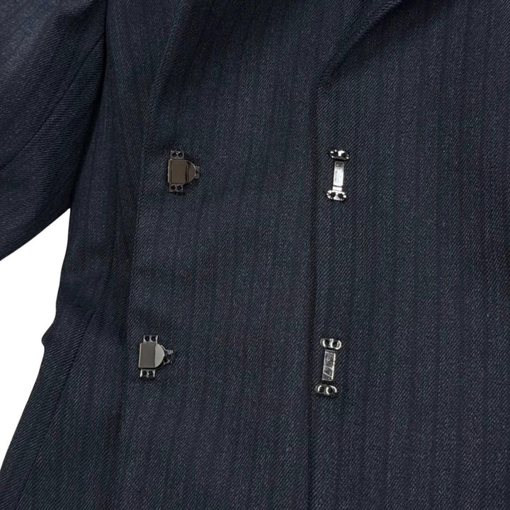 Excellent FENDI Jacket Striped FF logo embroidery, peaked lapel Women 38 FJ7562