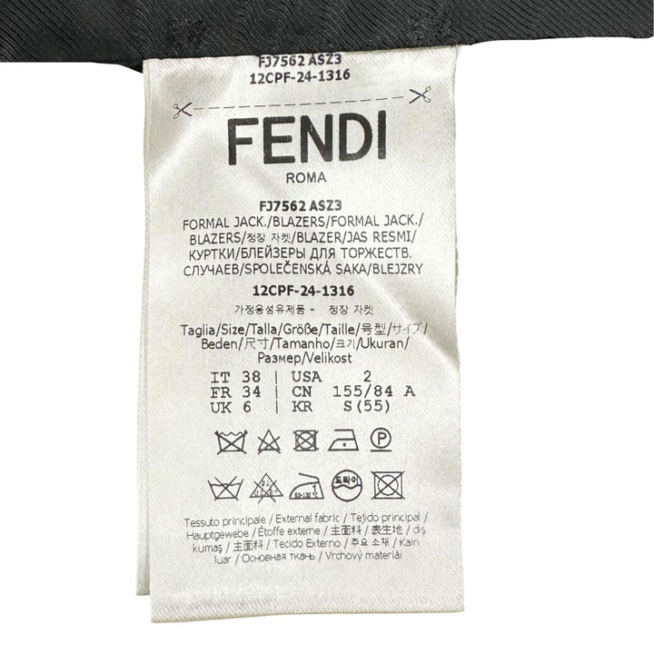 Excellent FENDI Jacket Striped FF logo embroidery, peaked lapel Women 38 FJ7562