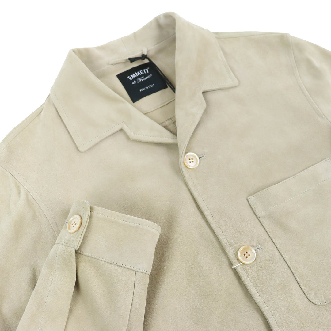 Discounted Very Good EMMETI Jacket Suede shirt jacket beige Goatskin mens 46 Sabbia6003
