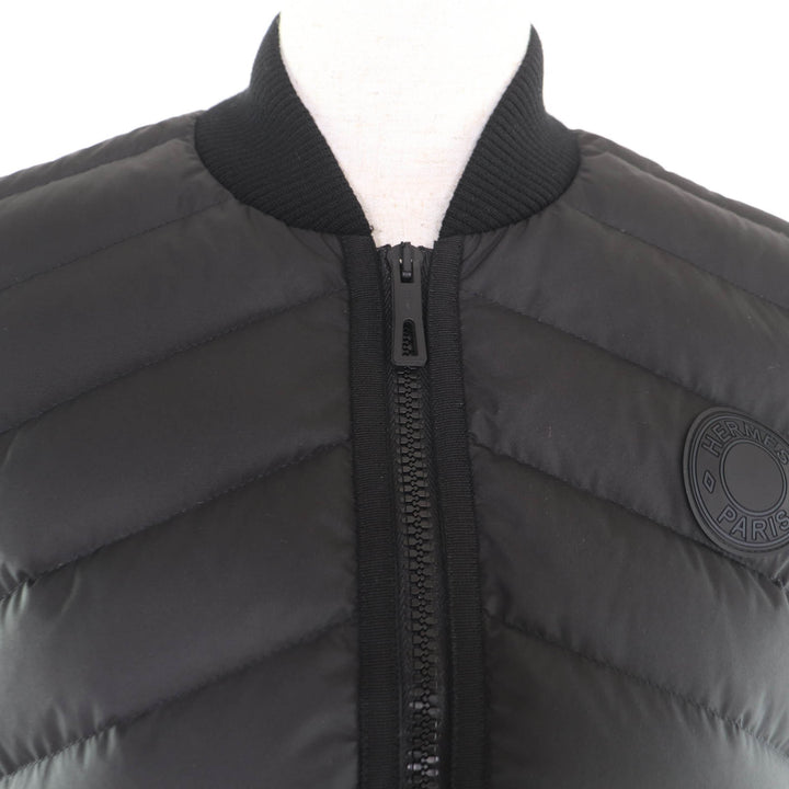Excellent HERMES Down vest Long Quilted Vest black polyester Women 38 3H0156DA