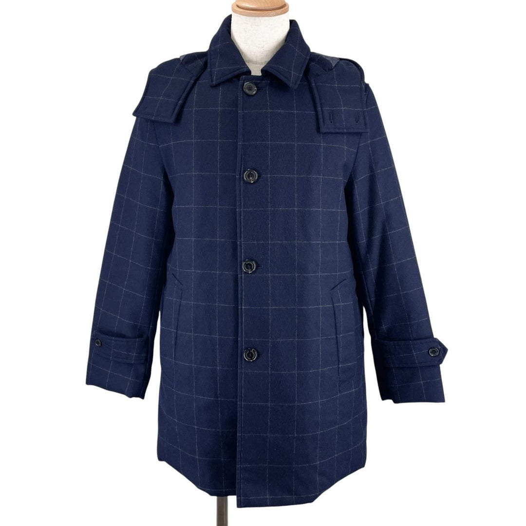 Great MACKINTOSH PHILOSOPHY down coat Logo button, hooded, check pattern wool 40