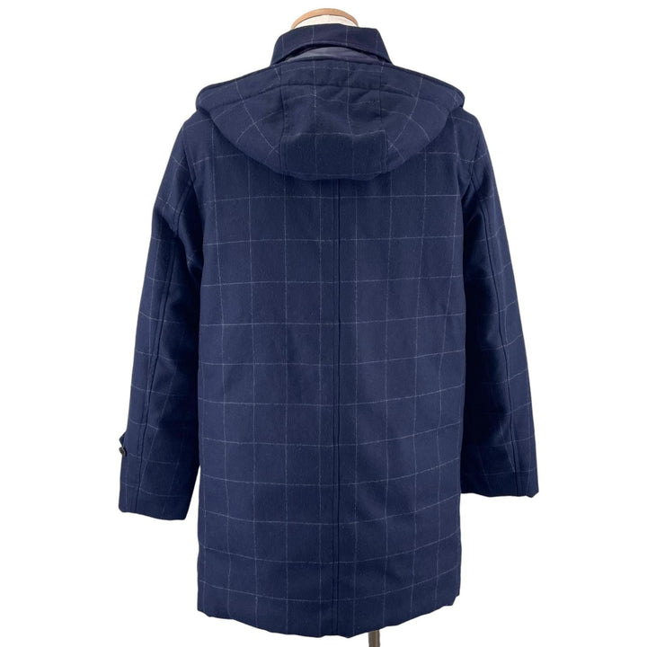 Great MACKINTOSH PHILOSOPHY down coat Logo button, hooded, check pattern wool 40