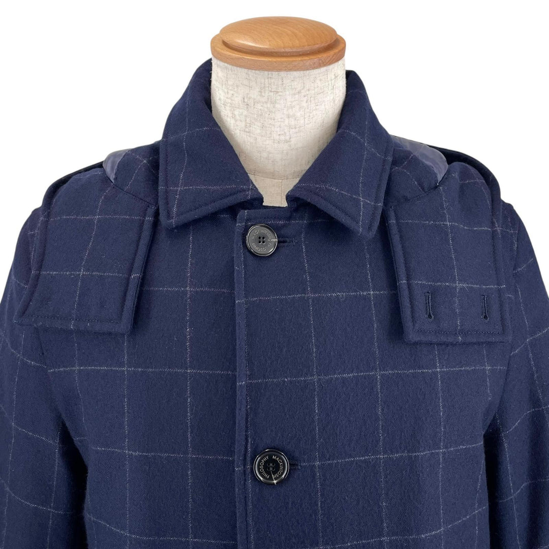 Great MACKINTOSH PHILOSOPHY down coat Logo button, hooded, check pattern wool 40
