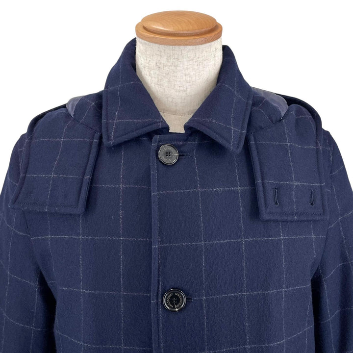 Great MACKINTOSH PHILOSOPHY down coat Logo button, hooded, check pattern wool 40
