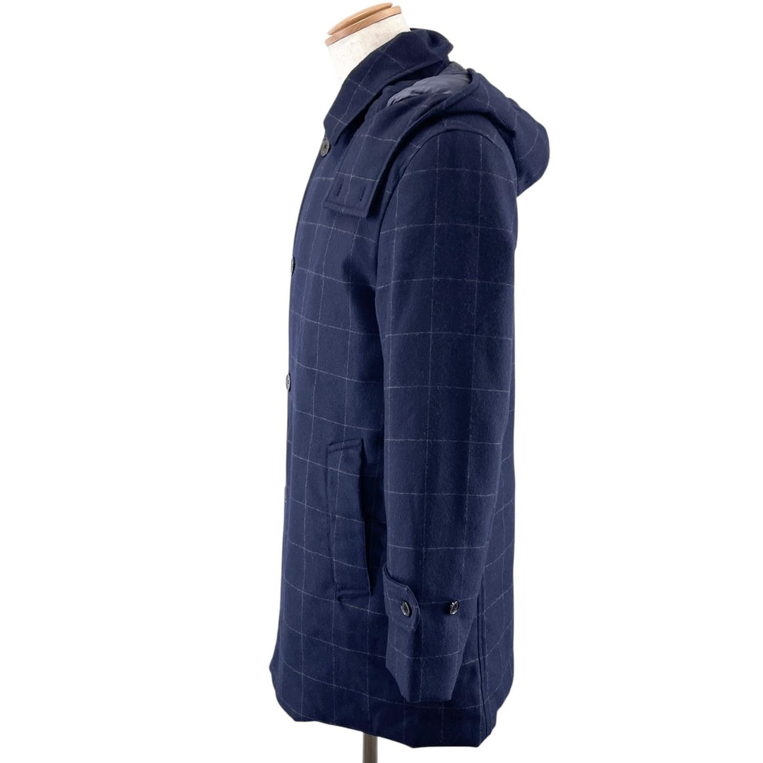 Great MACKINTOSH PHILOSOPHY down coat Logo button, hooded, check pattern wool 40
