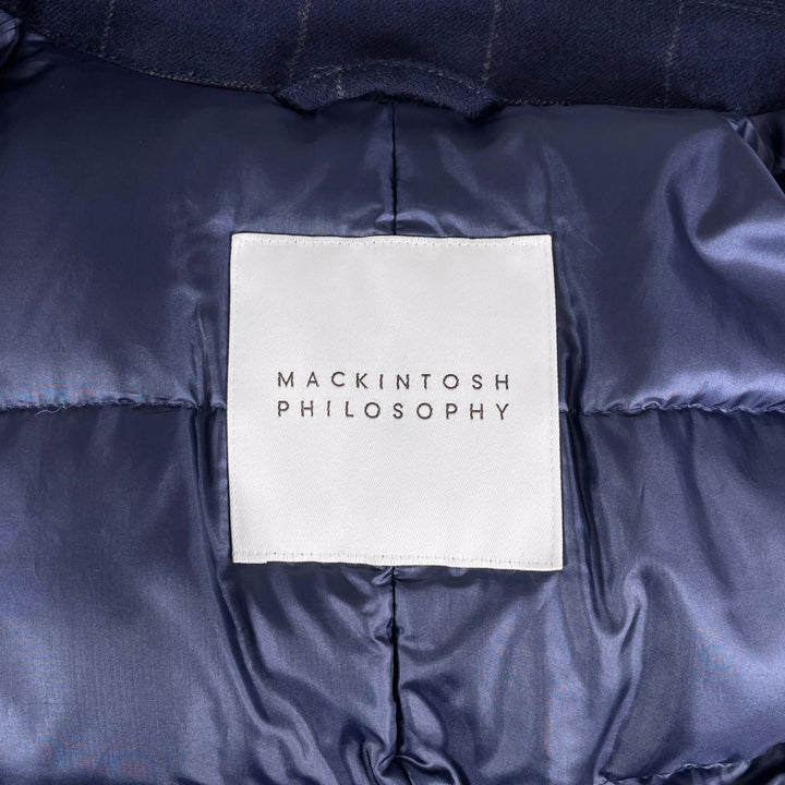 Great MACKINTOSH PHILOSOPHY down coat Logo button, hooded, check pattern wool 40