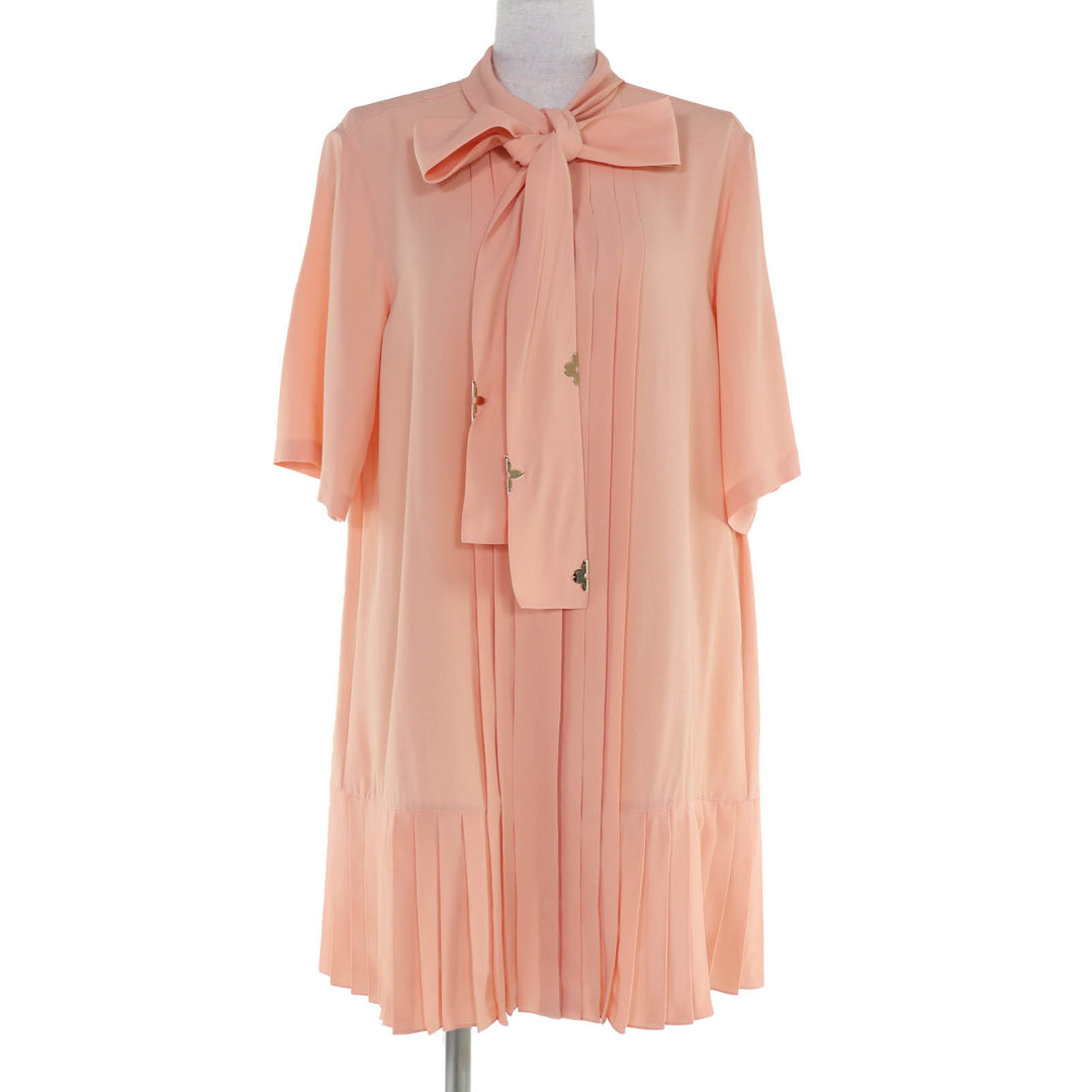 Pristine LOUIS VUITTON Lavalliere Pleated Dress Monogram flower 38 1AGP36